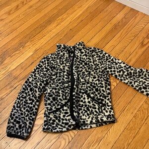 Kids leopard print zip fleece Size 7-8